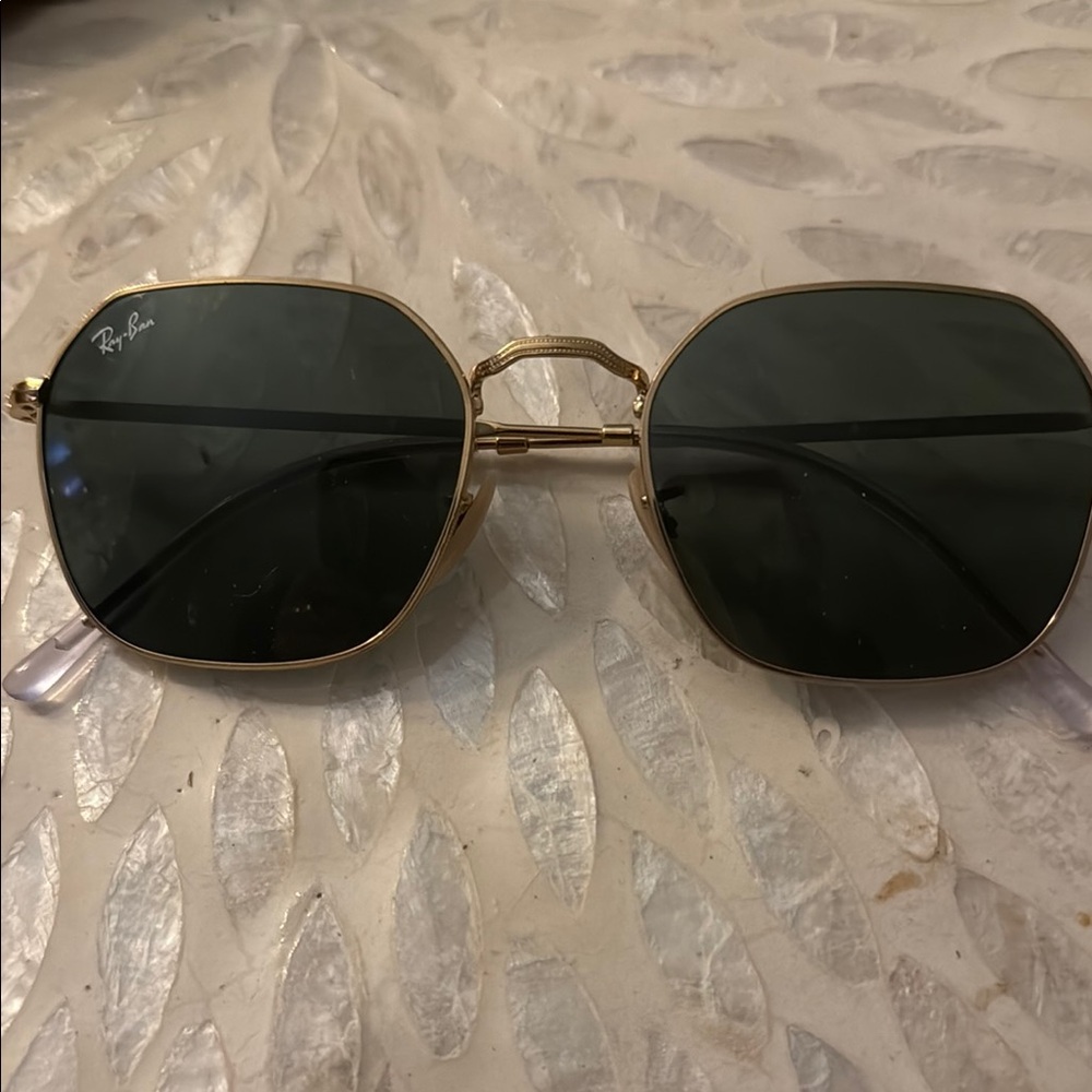 Ray-Ban Hexagonal Gold and Green Sunglasses